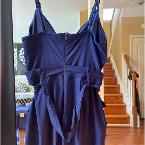 Windsor Navy Blue Spaghetti Strap Back Zip Sleeveless Jogger Style Jumpsuit - Picture 9 of 15